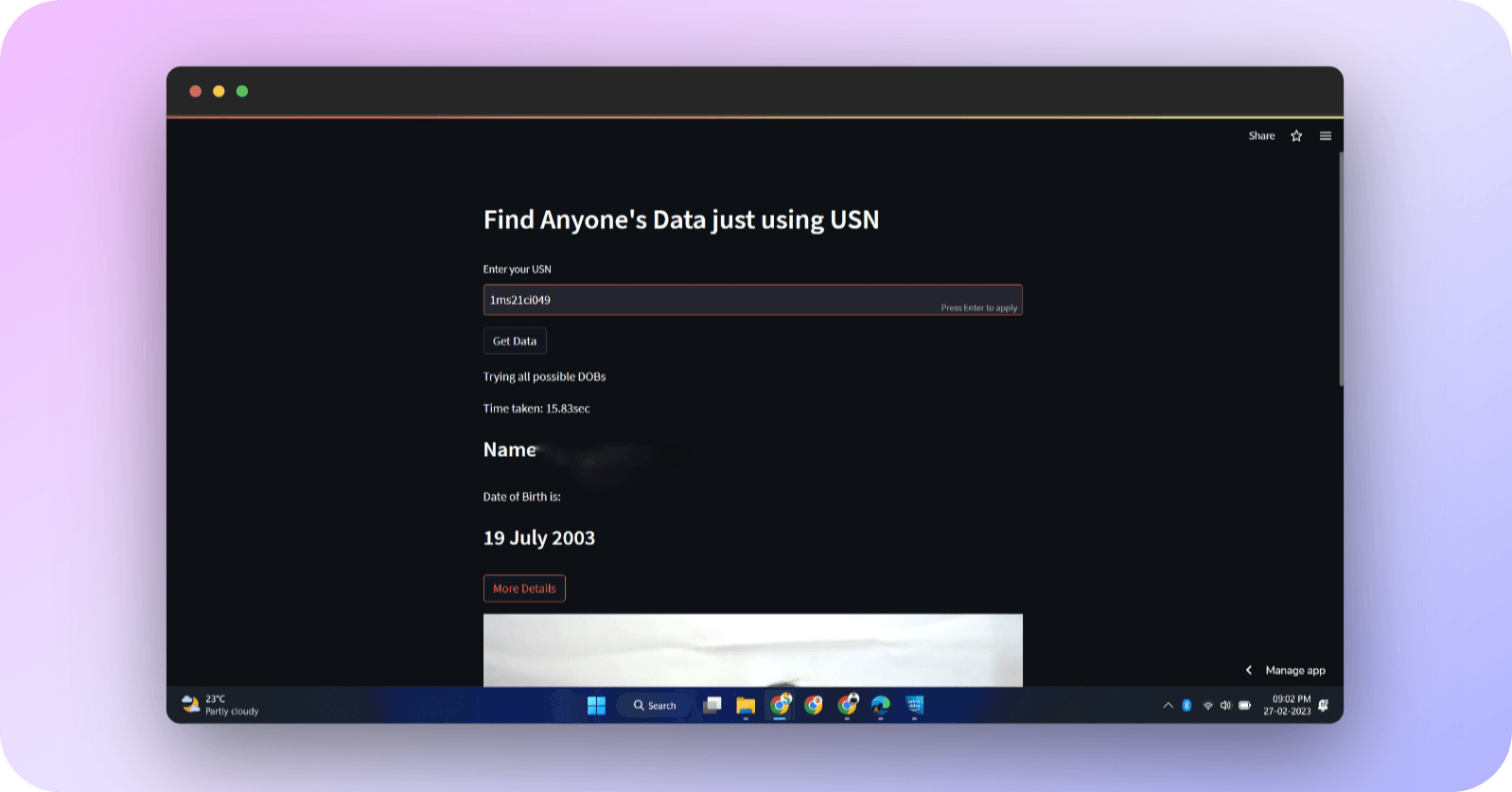 How I Found out every Student's Date of Birth in my College
